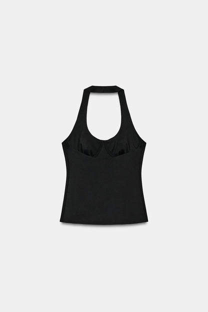 POLYAMIDE HALTER TOP