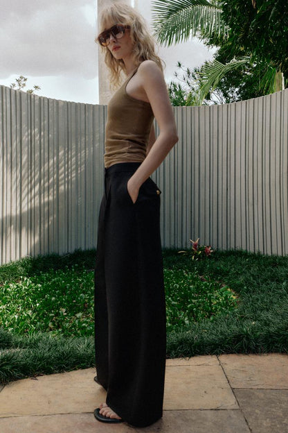 WIDE LEG TROUSERS WITH DARTS