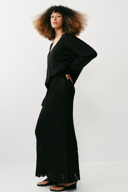 POINTELLE KNIT MAXI SKIRT