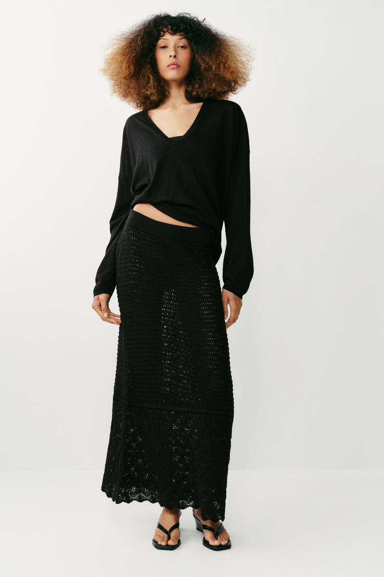 POINTELLE KNIT MAXI SKIRT