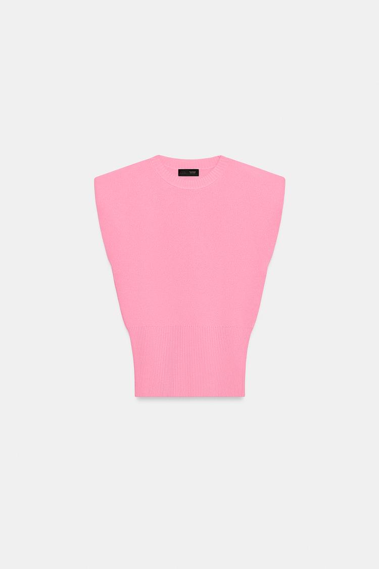 KNIT TOP WITH SHOULDER PADS