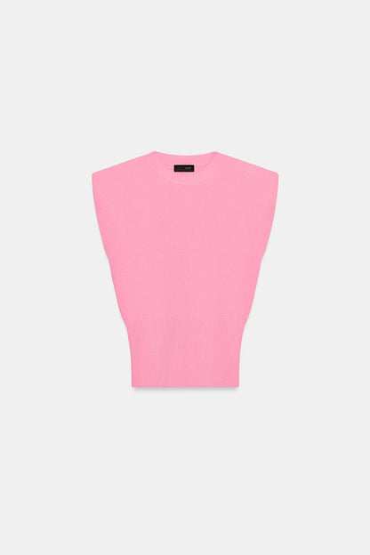 KNIT TOP WITH SHOULDER PADS