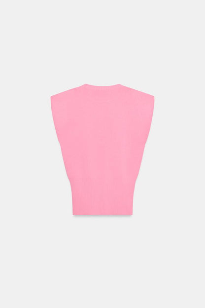 KNIT TOP WITH SHOULDER PADS