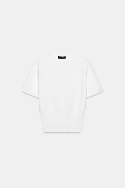 KNIT SHORT SLEEVE JUMPER WITH SHOULDER PADS