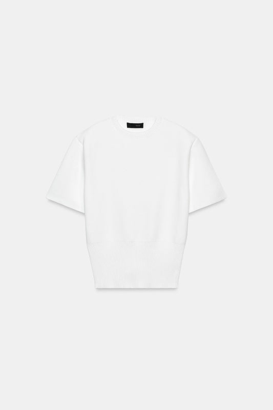 KNIT SHORT SLEEVE JUMPER WITH SHOULDER PADS