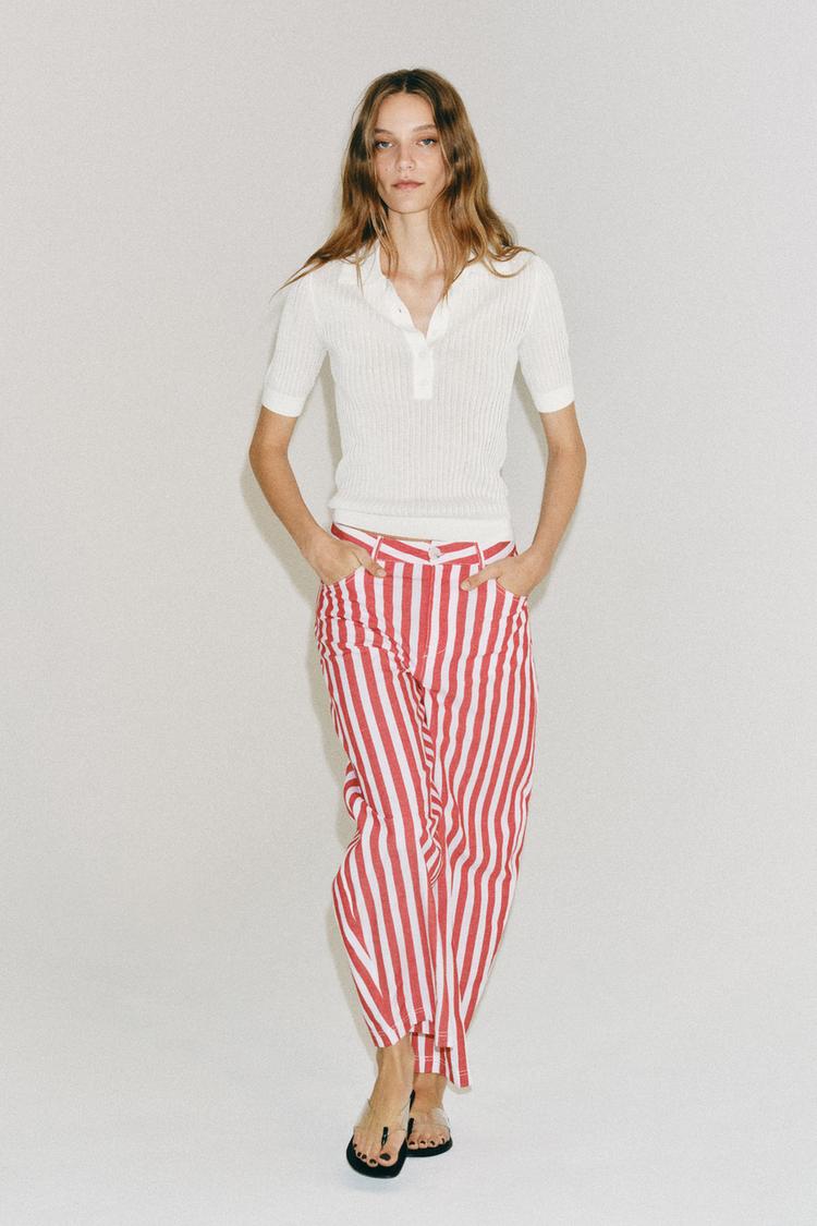 SEMI-SHEER KNIT POLO SHIRT