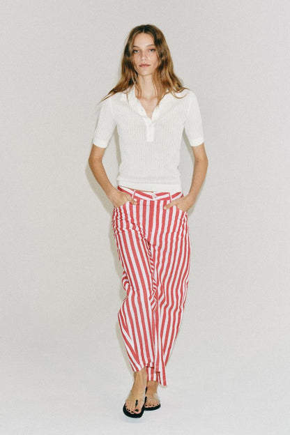 SEMI-SHEER KNIT POLO SHIRT