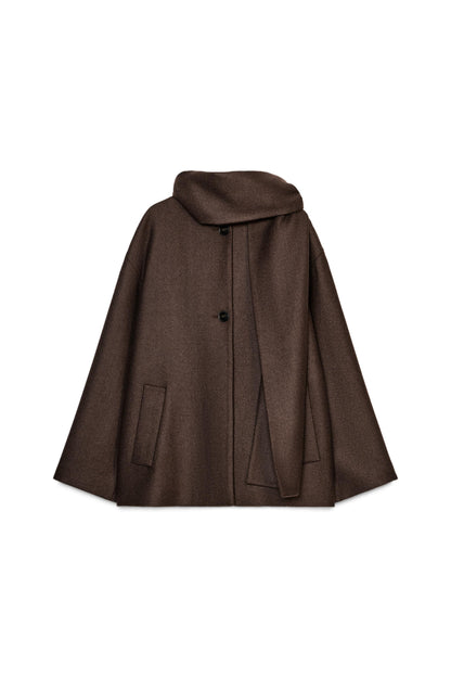 CROPPED WOOL COAT WITH SCARF