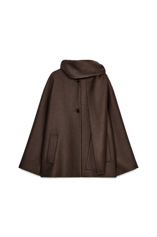 CROPPED WOOL COAT WITH SCARF