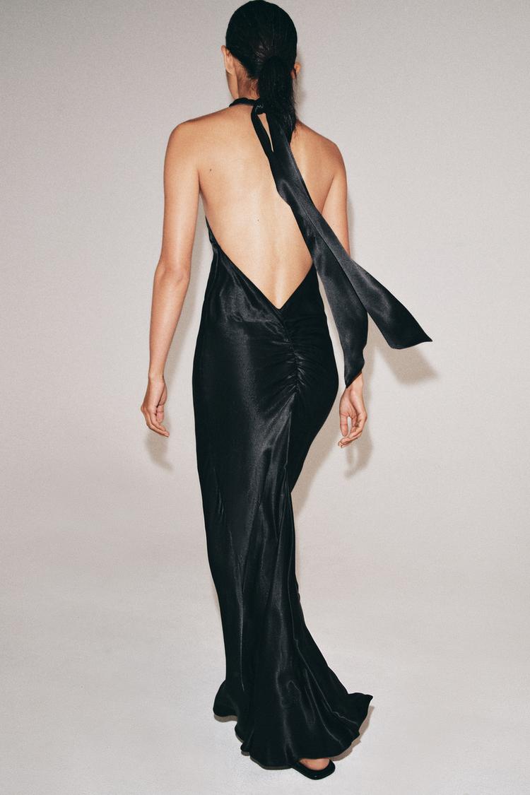 SATIN HALTER DRESS