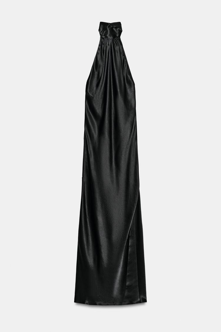 SATIN HALTER DRESS