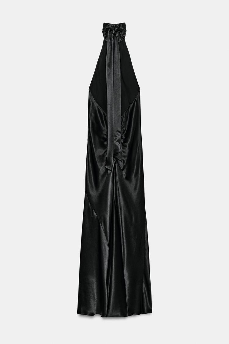 SATIN HALTER DRESS