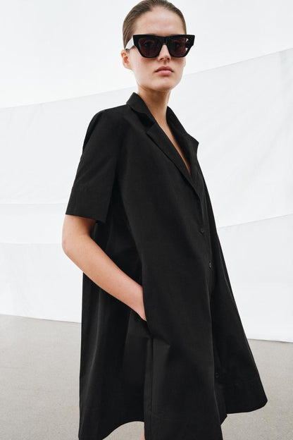 SHORT POPLIN DRESS