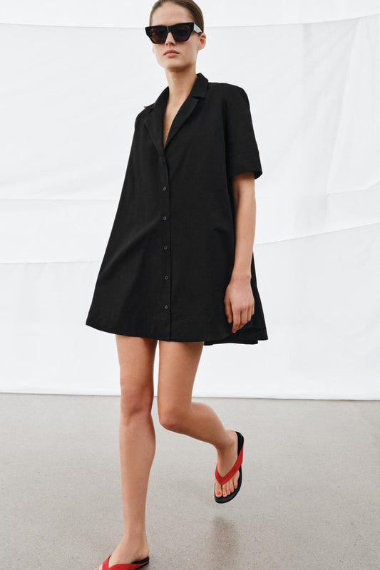 SHORT POPLIN DRESS