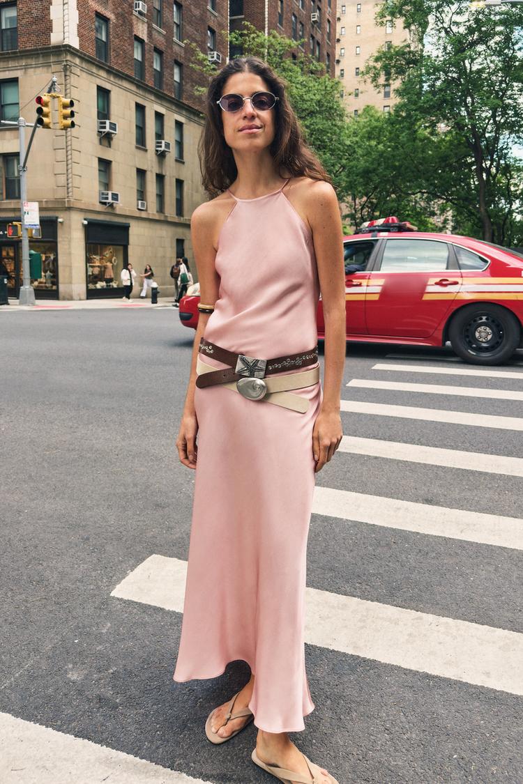 SATIN HALTER DRESS
