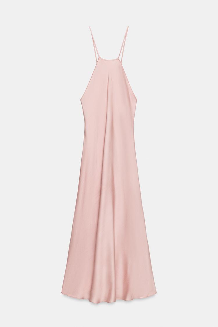 SATIN HALTER DRESS