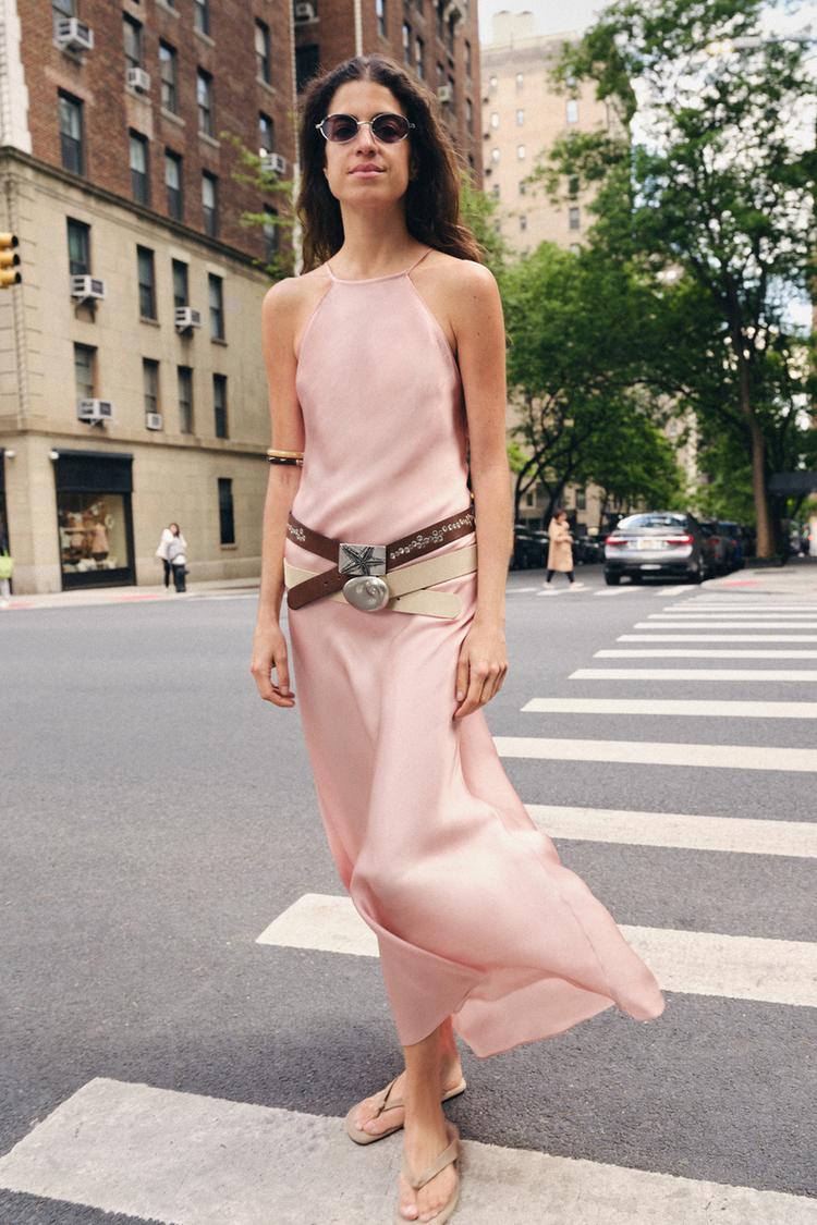 SATIN HALTER DRESS
