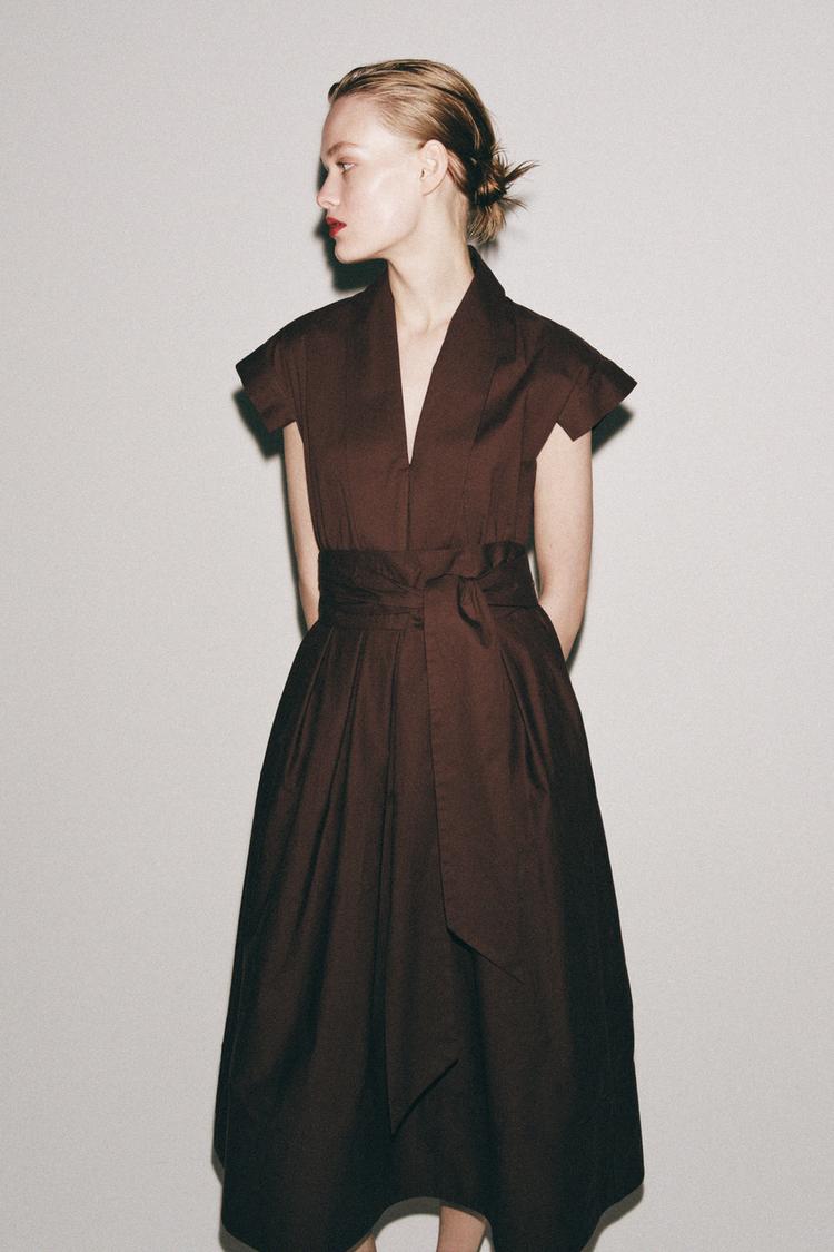 POPLIN PLEATED DRESS