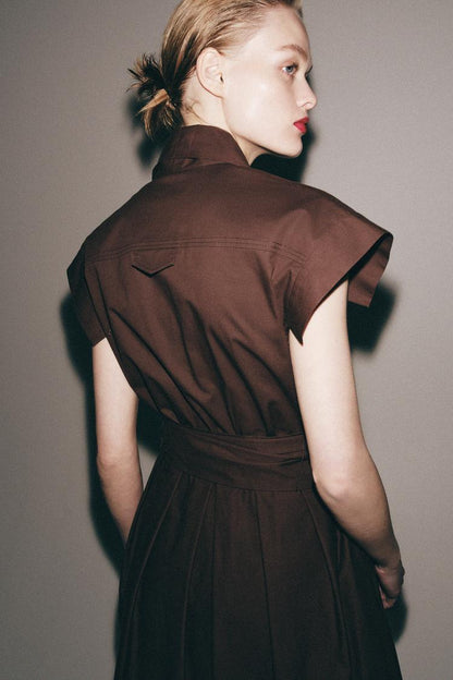 POPLIN PLEATED DRESS