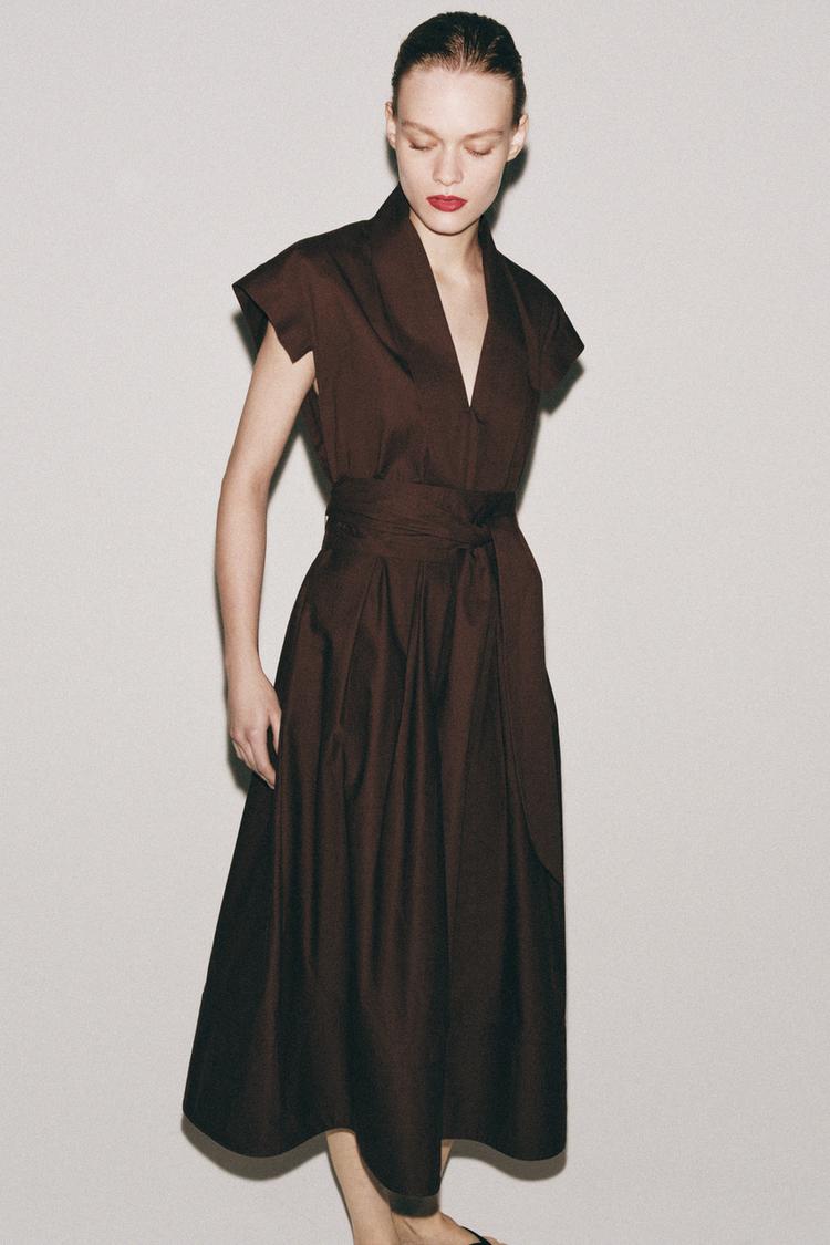 POPLIN PLEATED DRESS