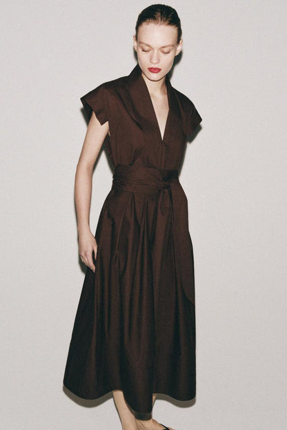 POPLIN PLEATED DRESS