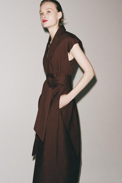POPLIN PLEATED DRESS