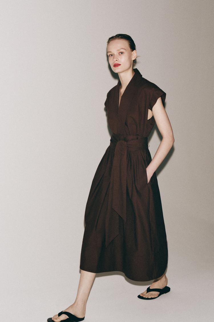 POPLIN PLEATED DRESS