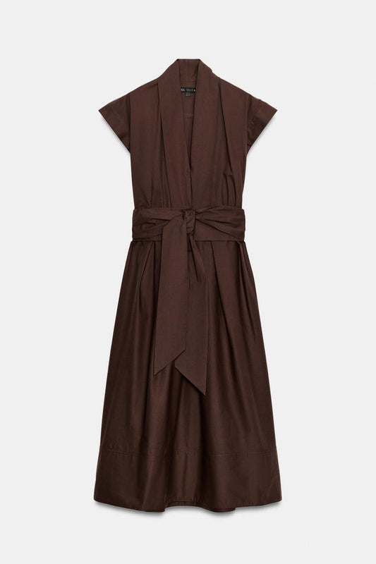 POPLIN PLEATED DRESS