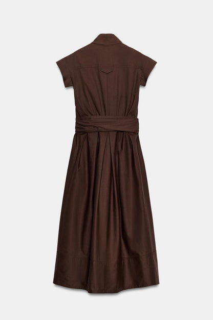 POPLIN PLEATED DRESS