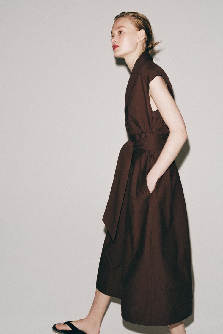POPLIN PLEATED DRESS