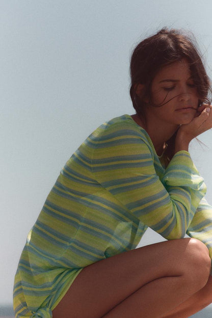 STRIPED KNIT MINI DRESS