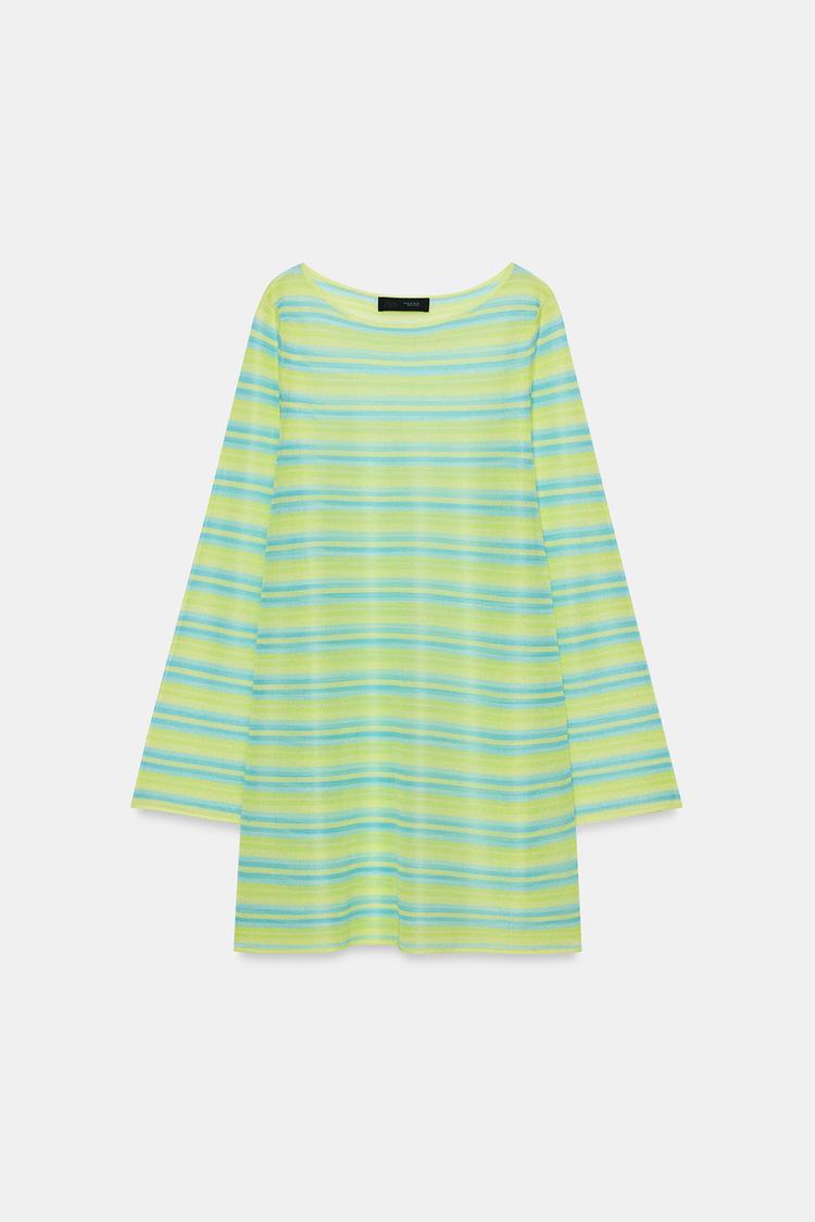 STRIPED KNIT MINI DRESS