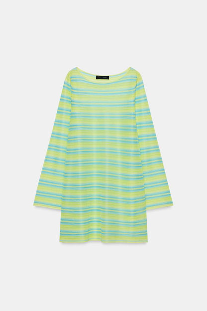 STRIPED KNIT MINI DRESS