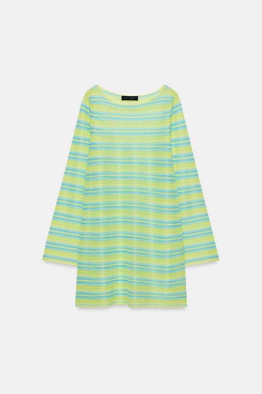 STRIPED KNIT MINI DRESS
