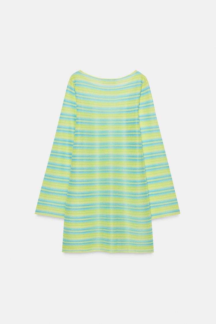 STRIPED KNIT MINI DRESS