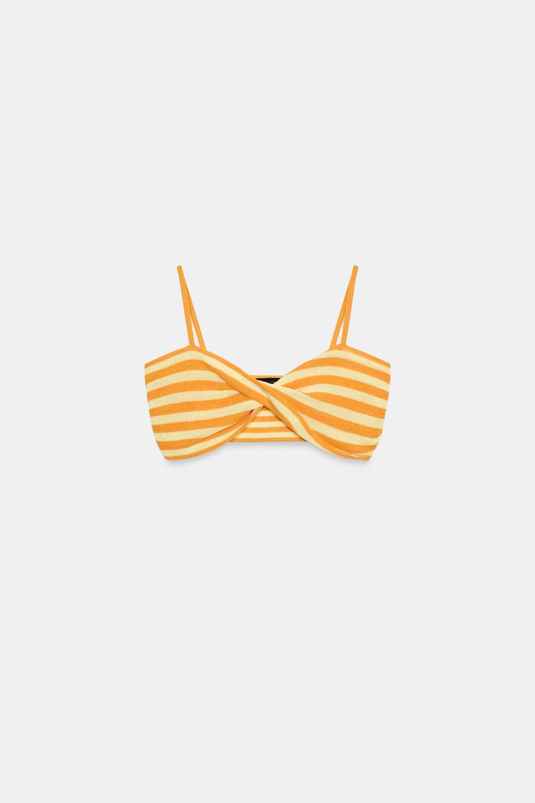 KNIT STRIPED CROP TOP