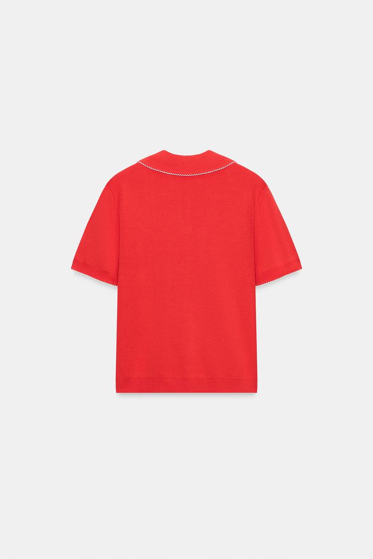 CONTRAST LACE KNIT POLO SHIRT