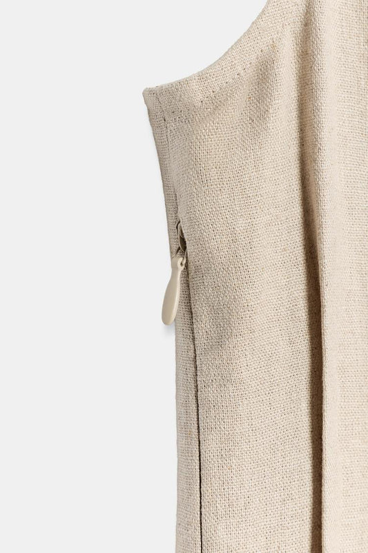 MIDI LINEN BLEND DRESS WITH TUCKS