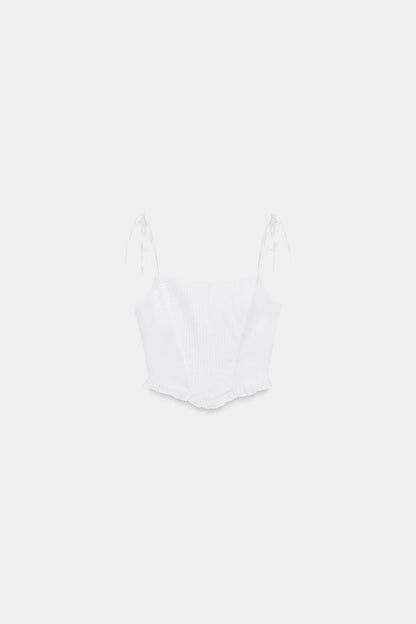 CORSETRY-INSPIRED POPLIN CROP TOP