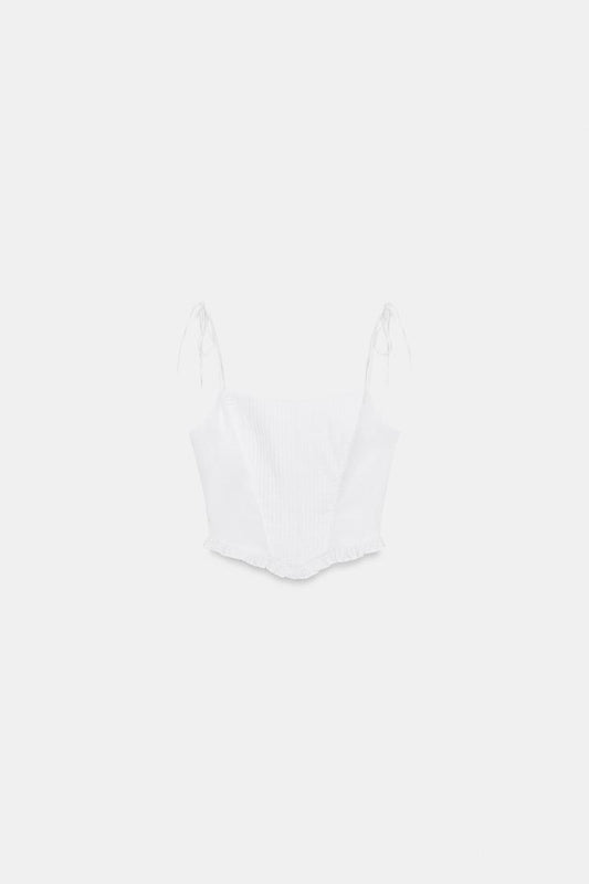 CORSETRY-INSPIRED POPLIN CROP TOP