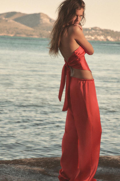 SATIN TROUSERS WITH DRAWSTRINGS