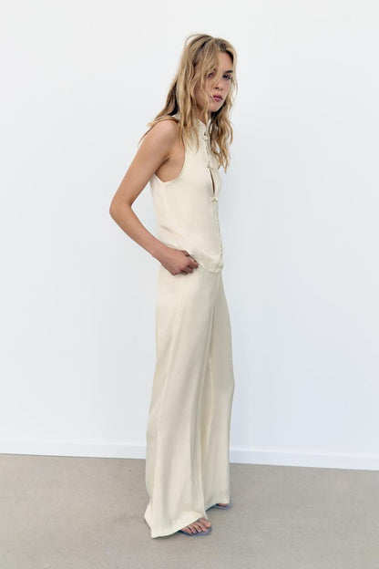 SATIN FLARE TROUSERS