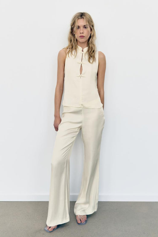 SATIN FLARE TROUSERS