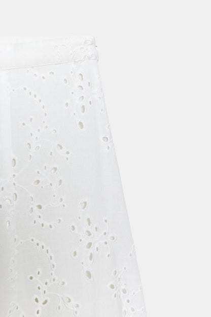 CUTWORK EMBROIDERY MIDI SKIRT