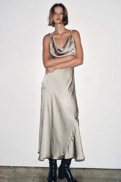 LONG SATIN DRESS