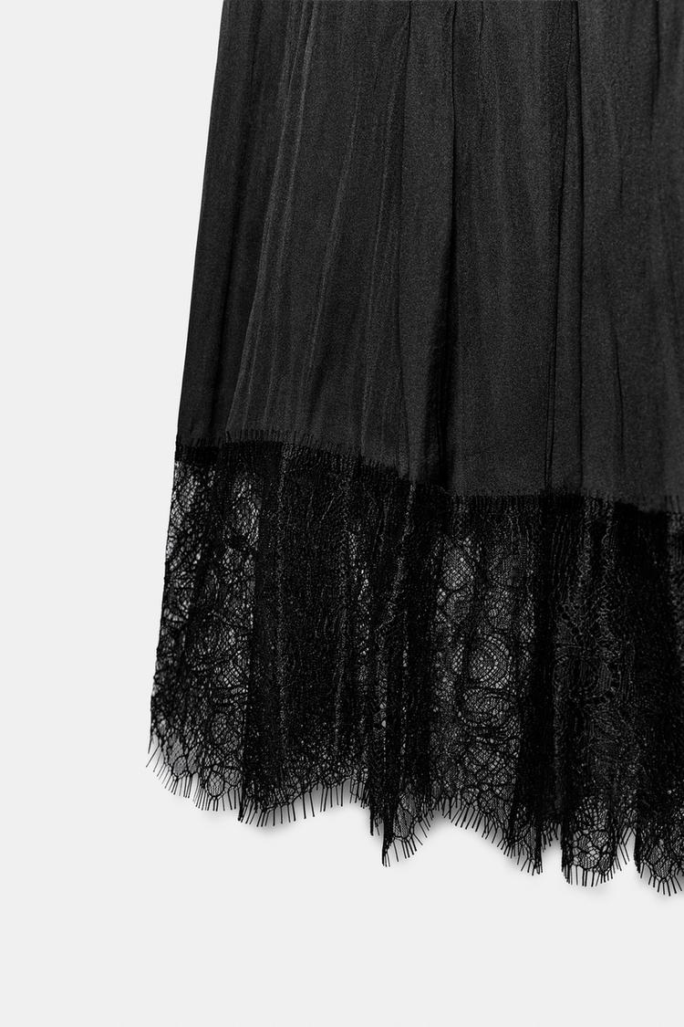 LACE SATIN HALTER DRESS
