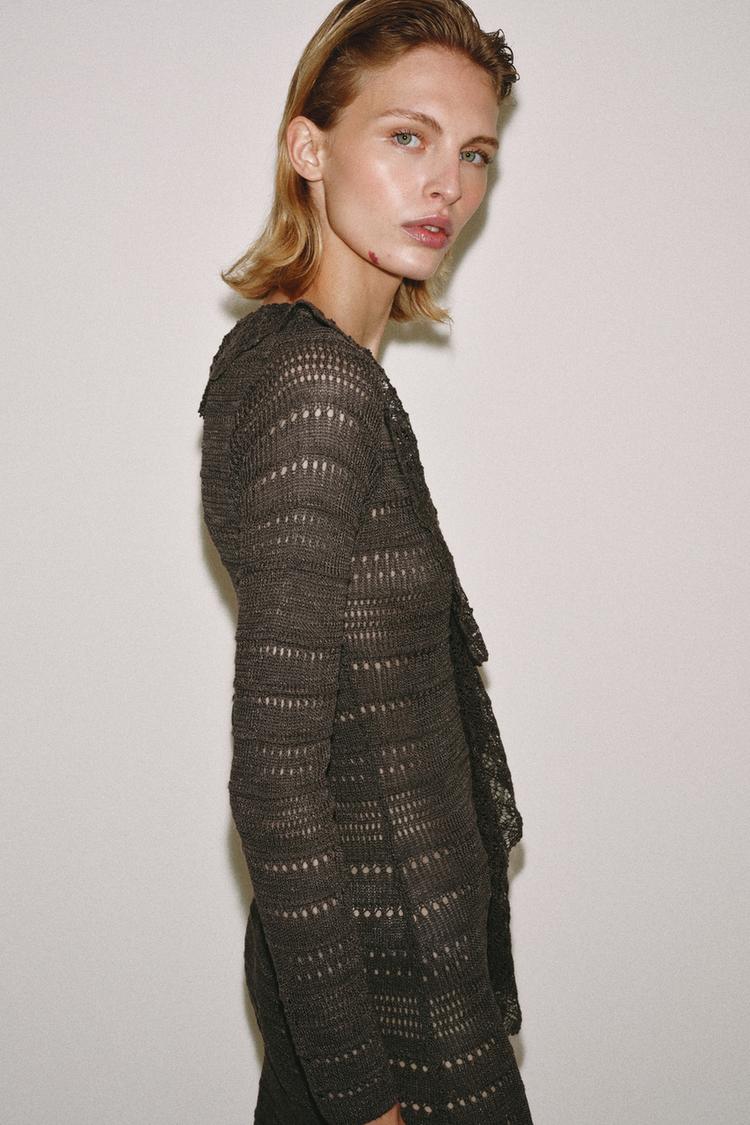 POINTELLE KNIT DRESS WITH RUFFLES