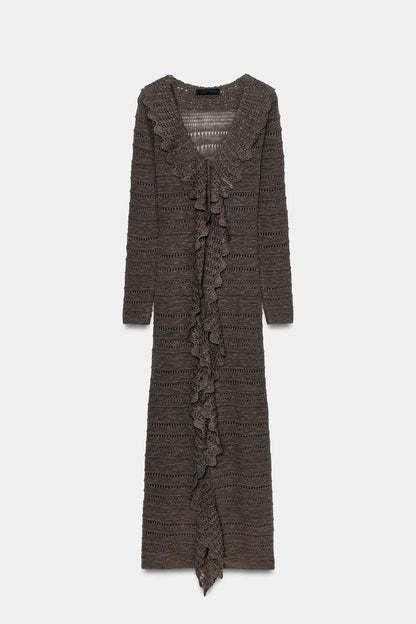 POINTELLE KNIT DRESS WITH RUFFLES