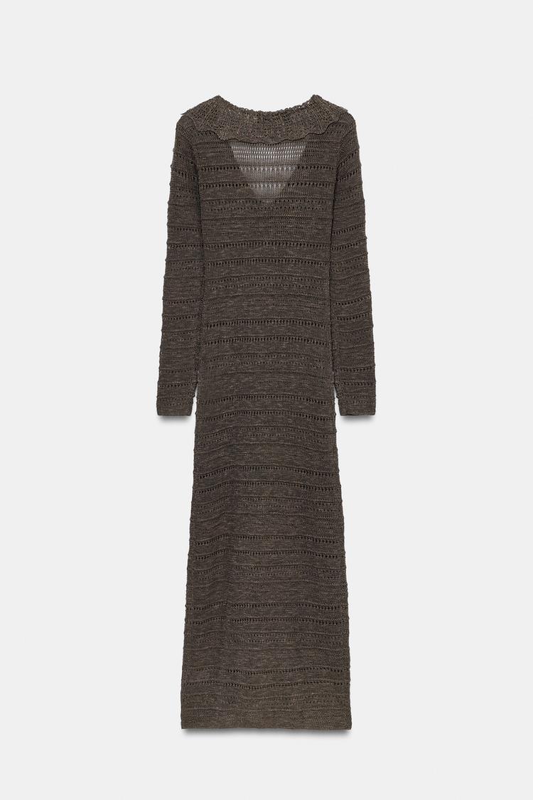 POINTELLE KNIT DRESS WITH RUFFLES