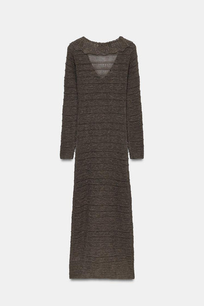 POINTELLE KNIT DRESS WITH RUFFLES